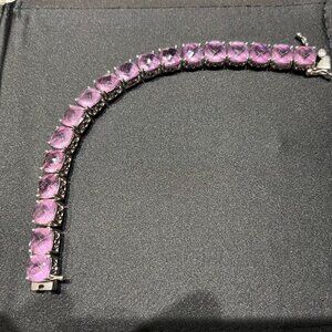 Amethyst Cushion Cut 925 Sterling Silver Tennis Bracelet